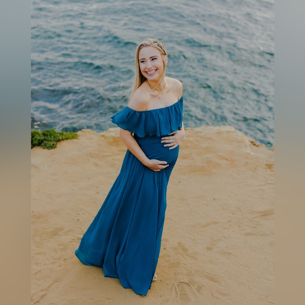 Ever-Pretty Womens Off The Shoulder Ruffle Side Split Beach Maxi Dress